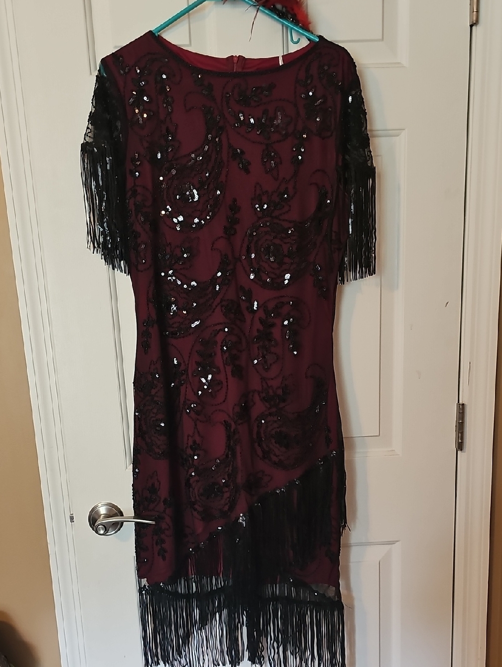 Gatsby Maroon Red Flapper NWT Dress With Headband